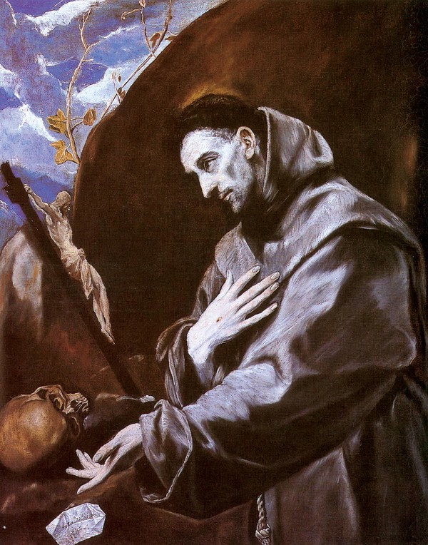 圣弗朗西斯科在十字架及骷髅头前冥思