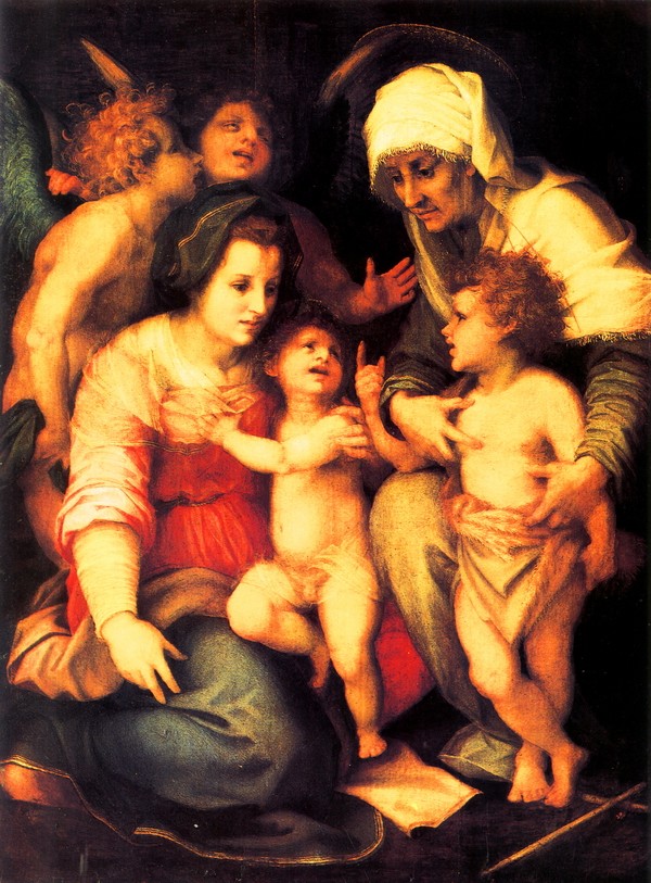 圣约翰、圣伊丽莎白、两天使和怀抱孩子的圣母