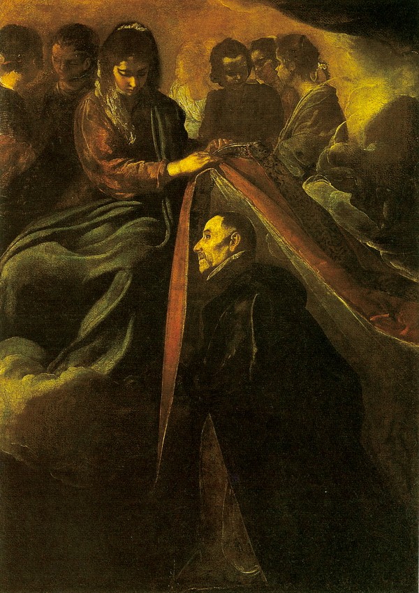 圣依尔方索从马丽亚手中接受弥撒的礼服