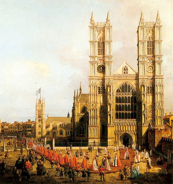 巴斯骑士团骑士在威斯敏斯大教堂前举行宗教仪式