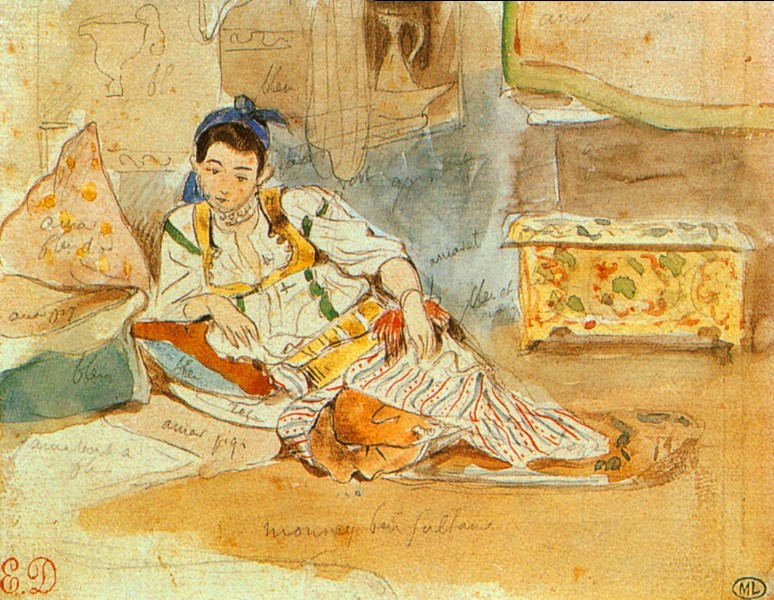 阿尔及尔妇女习作-坐在垫子上的女人