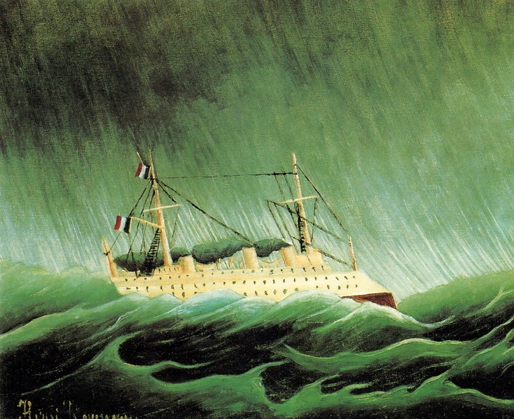 暴风雨中的船只