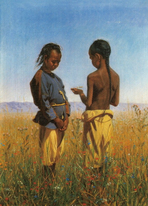 索伦族的孩子们(画稿)