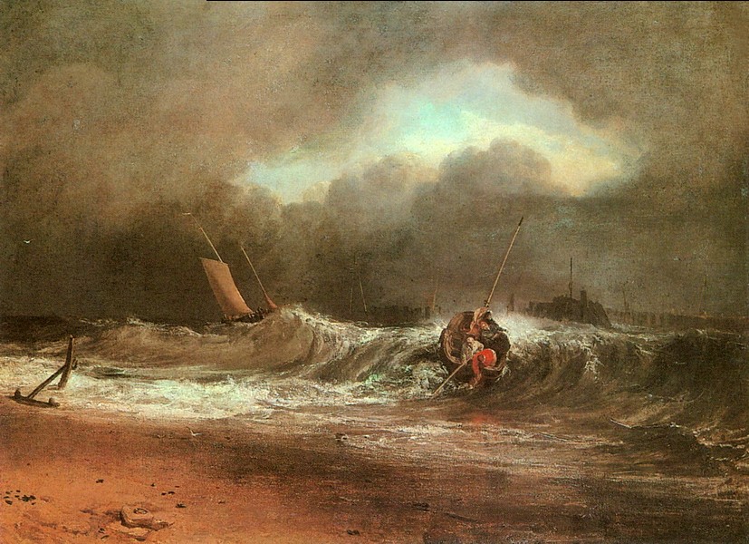 风暴中，海边的渔夫