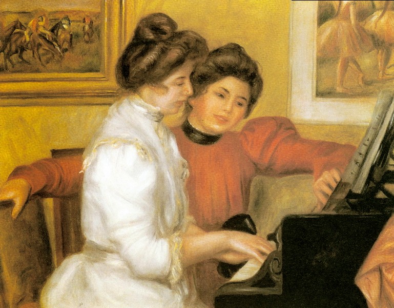 伊沃涅和克里斯蒂纳·勒罗尔在钢琴前