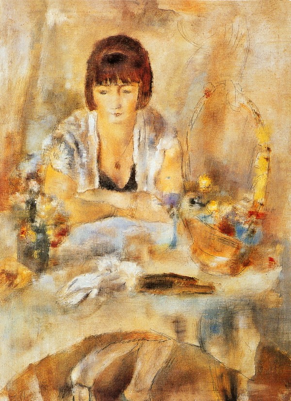 坐在餐桌前的露茜肖像