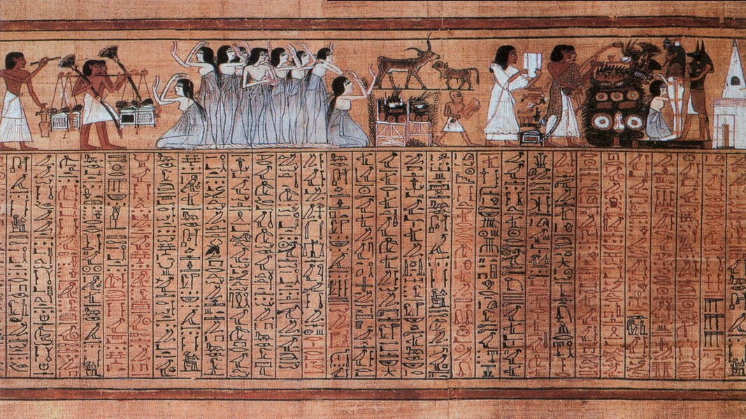 亚尼的草纸-运送被葬者木乃伊的人群图