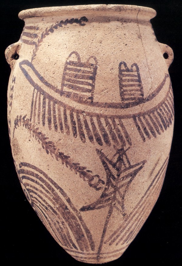 船型图饰陶瓶