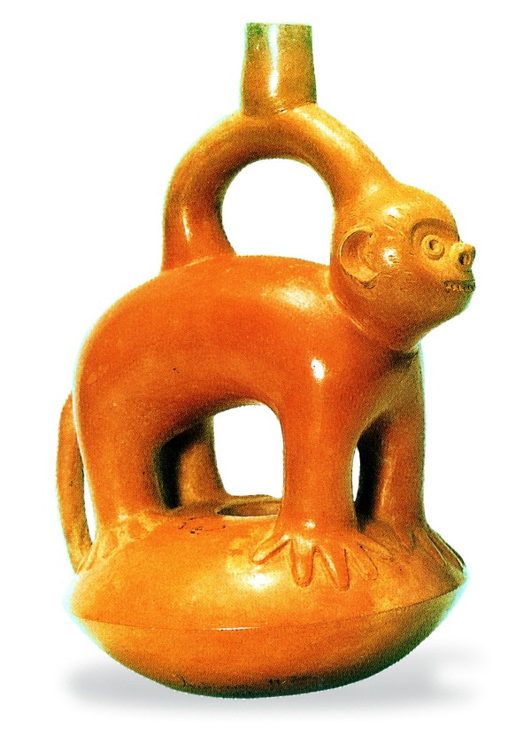 猴子形马镫陶壶