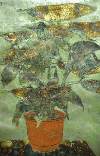 天津美术学院：青铜鱼与花