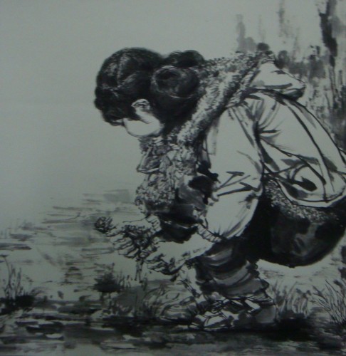 天津美术学院：采花的小女孩